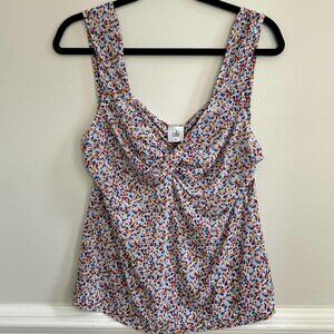 CAbi 6314 Bustier Tank Blouse, Multi-Color Confetti Pattern, Mesh Material, Med